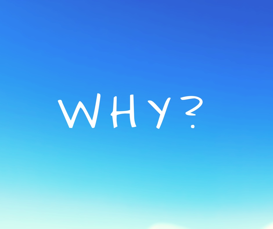 Why? written on a sky blue background
